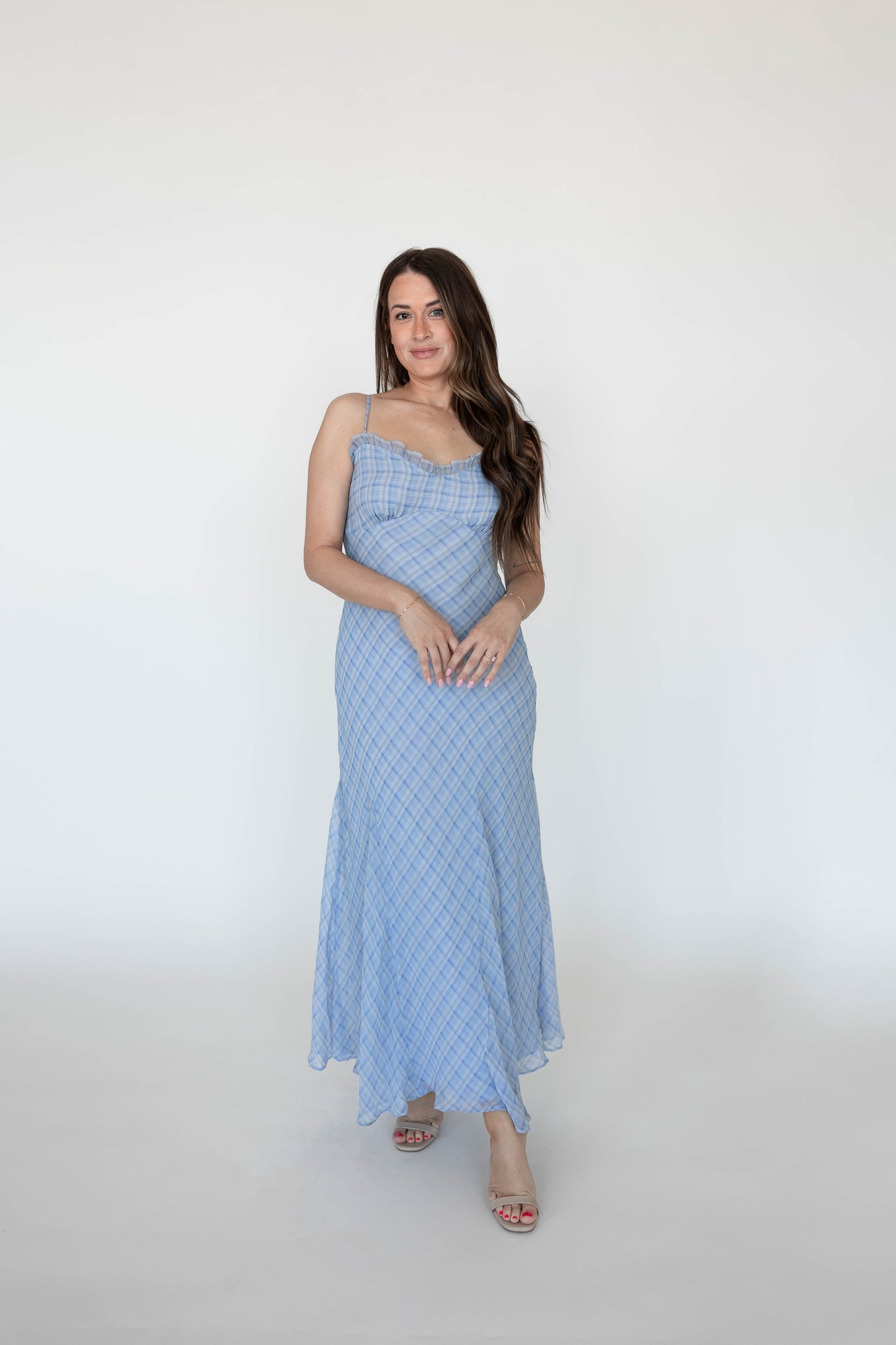 Wren Blue Plaid Maxi Dress