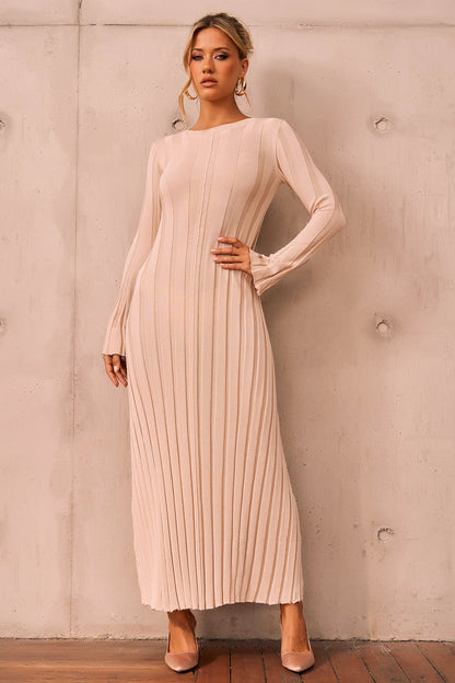 Astoria Knit Maxi Dress - Beige