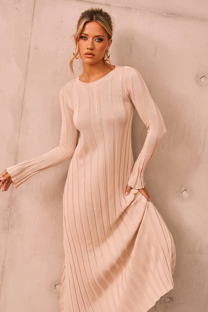 Astoria Knit Maxi Dress - Beige