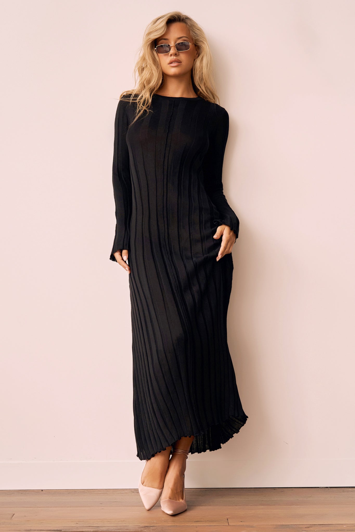 Astoria Knit Maxi Dress - Black