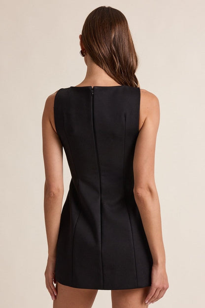 Going Places Black Boat Neck Mini Dress