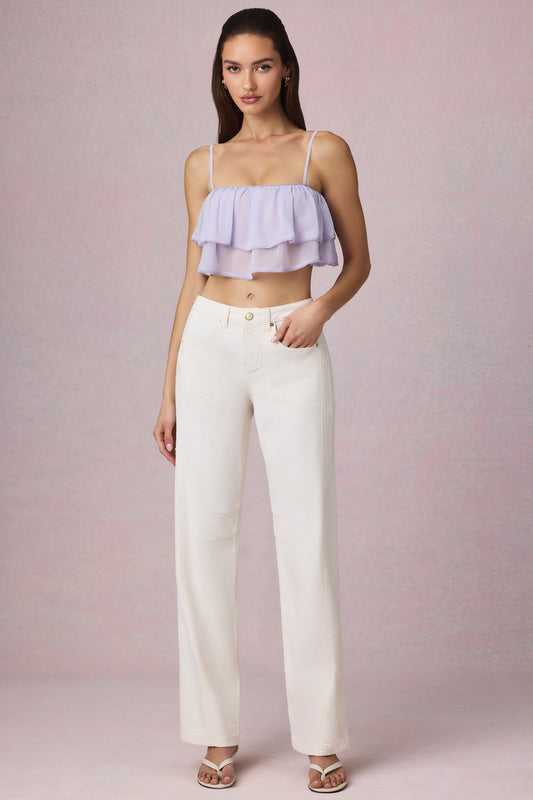 Mid-Rise Barrel-Leg Jeans in Ecru Wash