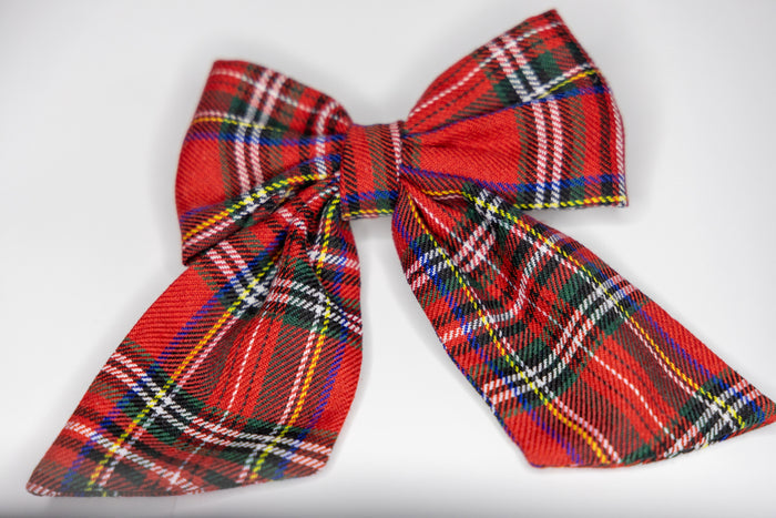 Christmas Red checked bow