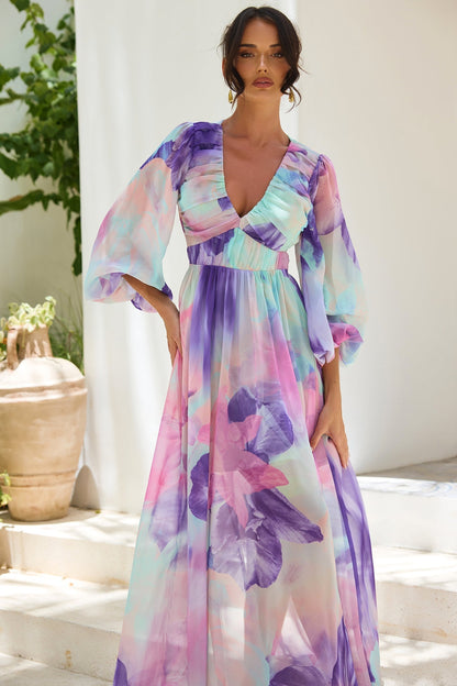 Coastlines Maxi Dress - Purple Multi