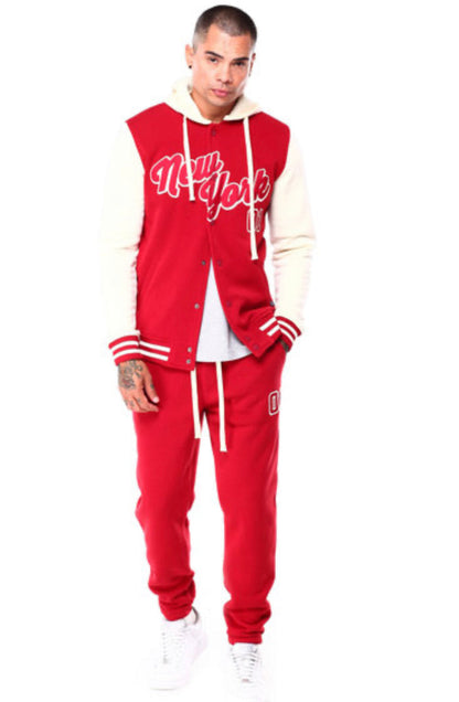 Detachable Hoodie Fleece Varsity Jacket-132-593