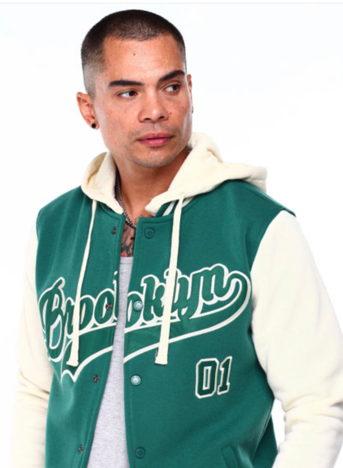 Detachable Hoodie Fleece Varsity Jacket-132-593
