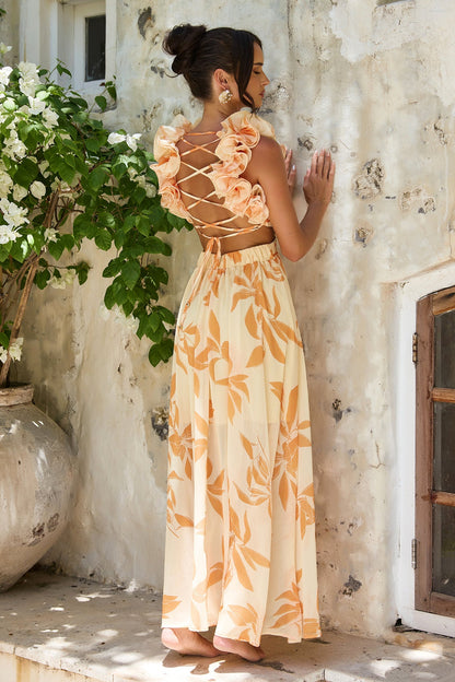 Ethereal Blossom Maxi Dress - Yellow Multi