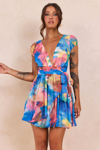 Marbella Mini Dress - Blue Multi