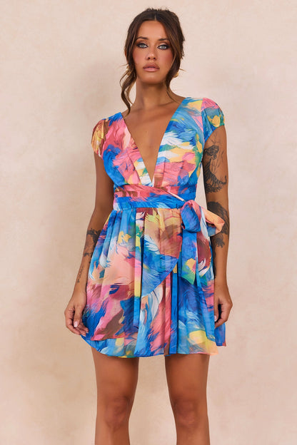 Marbella Mini Dress - Blue Multi