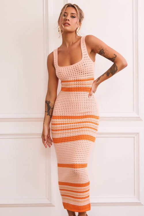 New Flow Knit Midi Dress - Orange