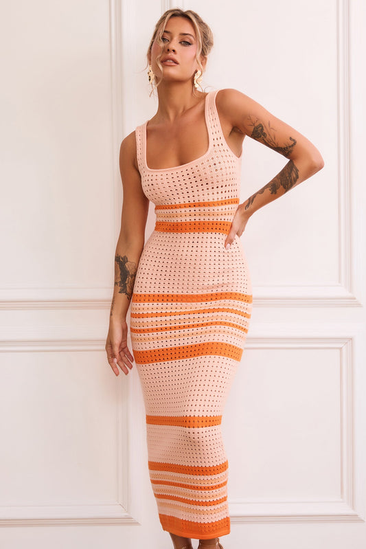 New Flow Knit Midi Dress - Orange