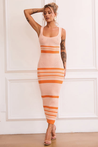 New Flow Knit Midi Dress - Orange