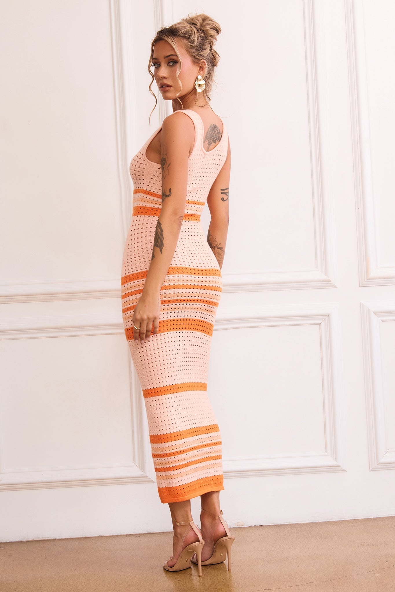 New Flow Knit Midi Dress - Orange