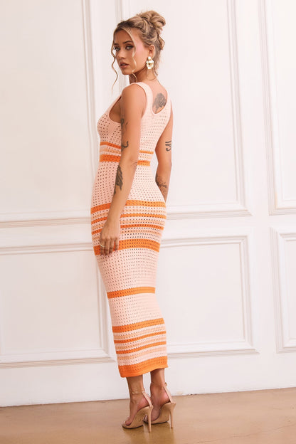 New Flow Knit Midi Dress - Orange