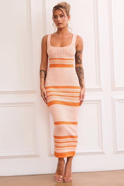 New Flow Knit Midi Dress - Orange