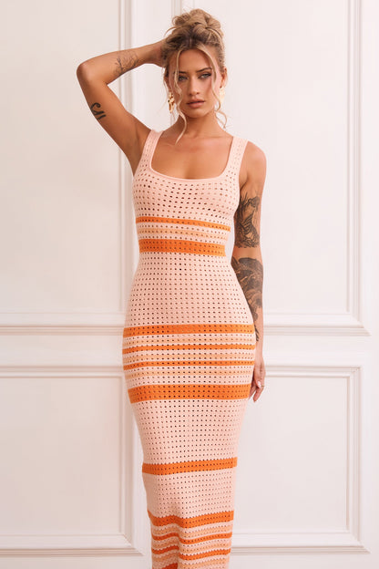 New Flow Knit Midi Dress - Orange