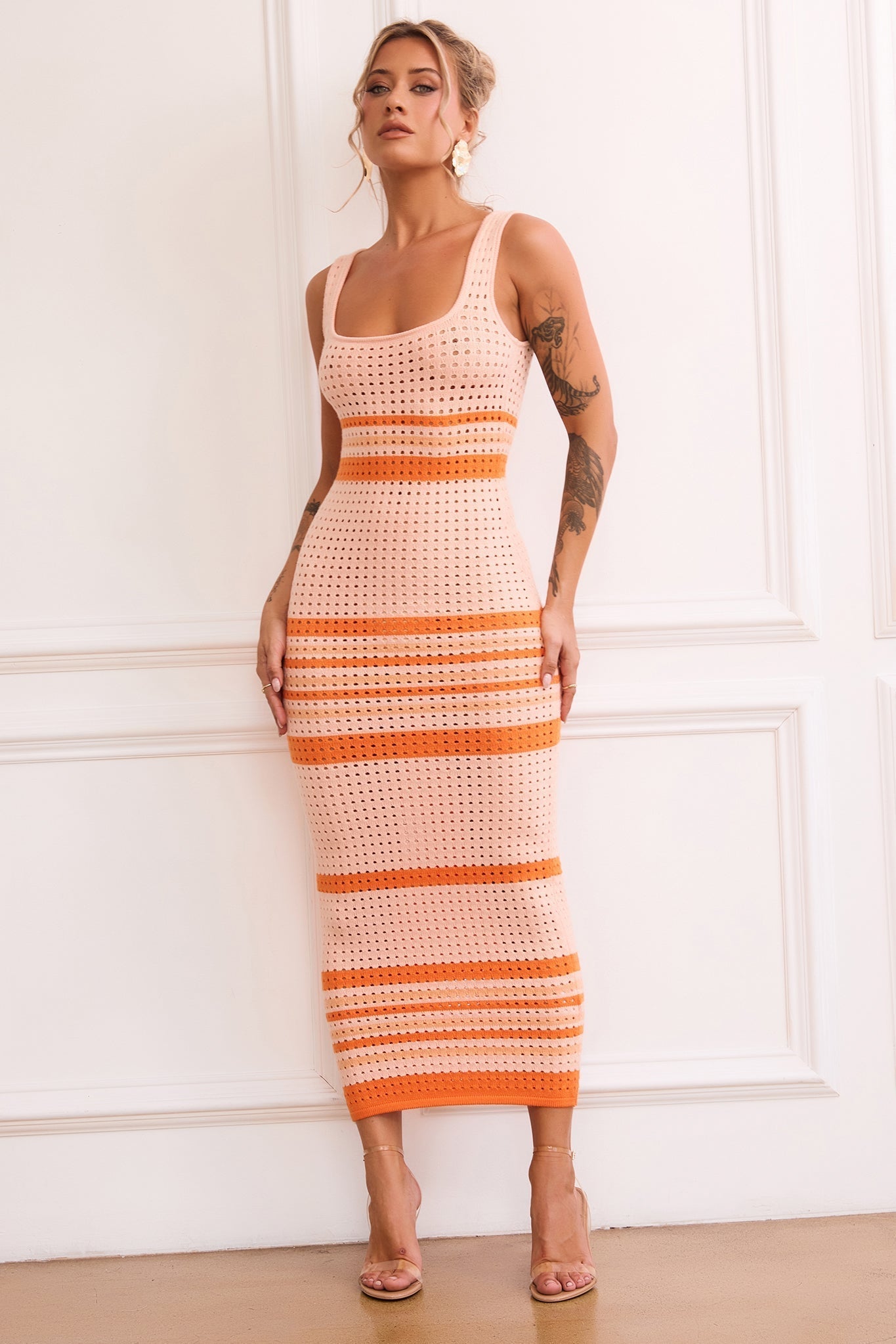 New Flow Knit Midi Dress - Orange