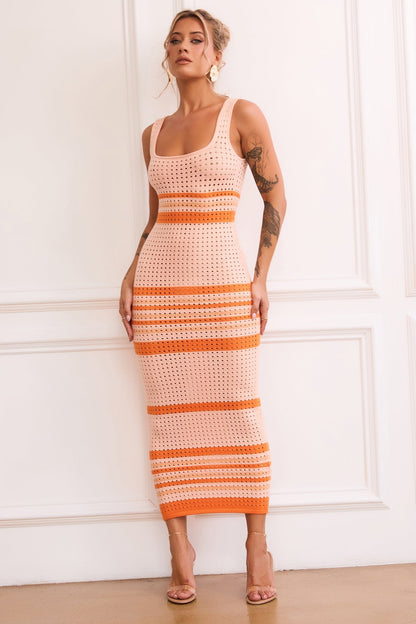 New Flow Knit Midi Dress - Orange