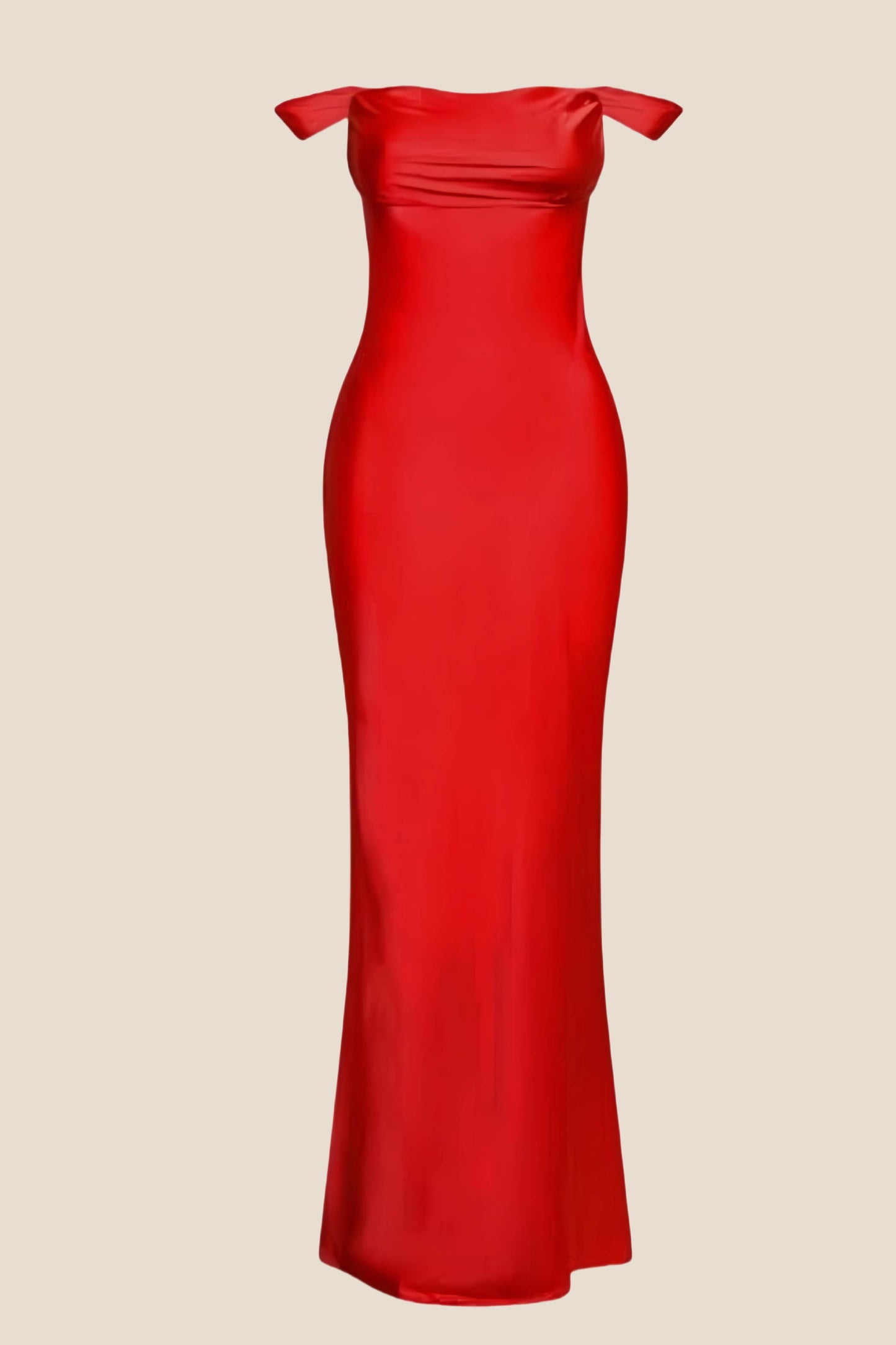 Off the Shoulder Navy Soft Satin Fitted Dress