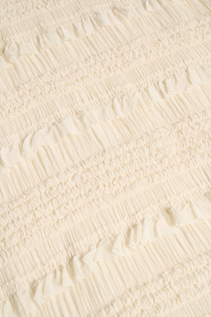 Ruffled Mid-Rise Shorts in Ivory