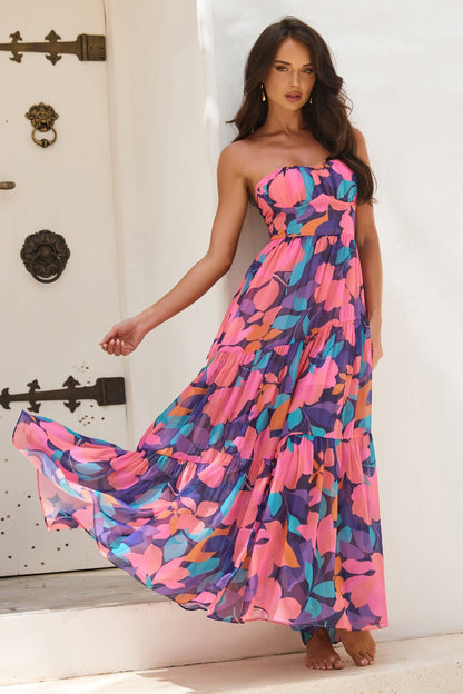 Outta Here Maxi Dress - Purple Multi