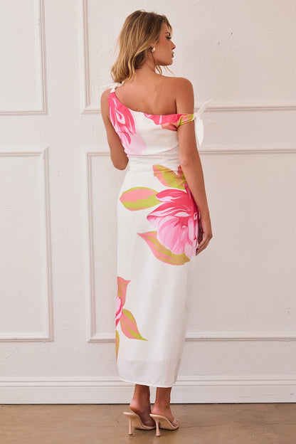Petal Whisper Midi Dress - Pink Green