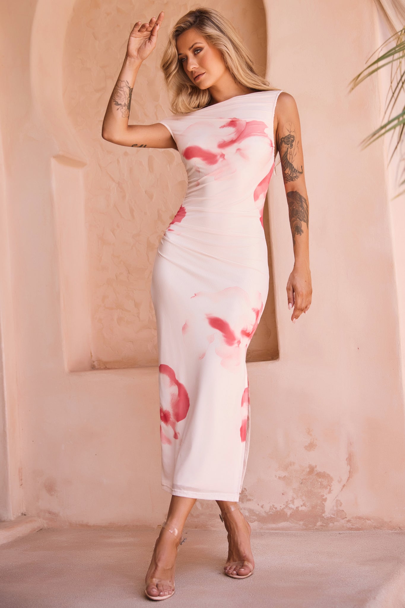 Roseberry Kiss Midi Dress - Coral