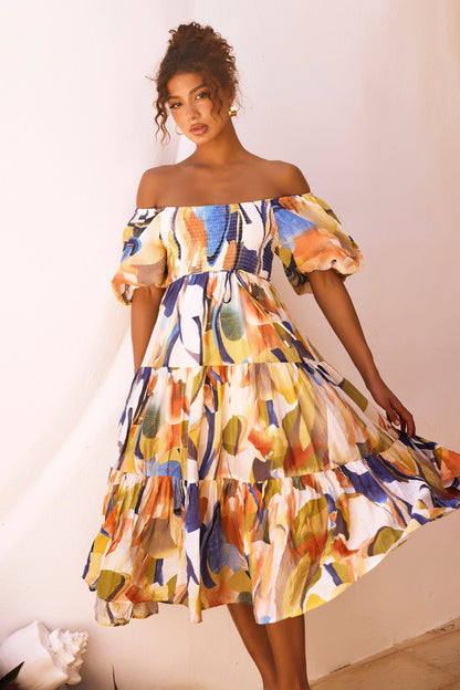 Sunny Spell Midi Dress - Blue Multi
