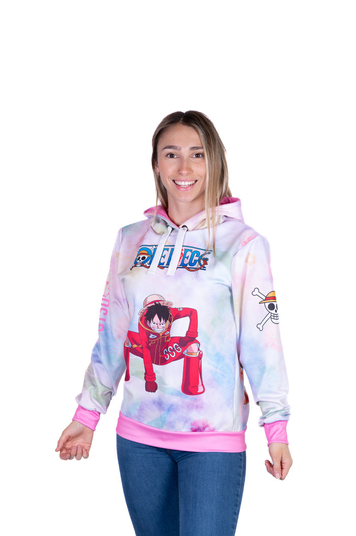 Sweat à capuche - One piece egghead luffy and the crew pink
