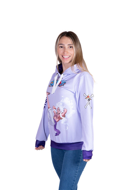 Sweat à capuche - One piece egghead luffy gear5 purple