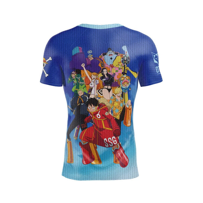 T-Shirt Homme manches courtes - One piece egghead luffy and the crew blue