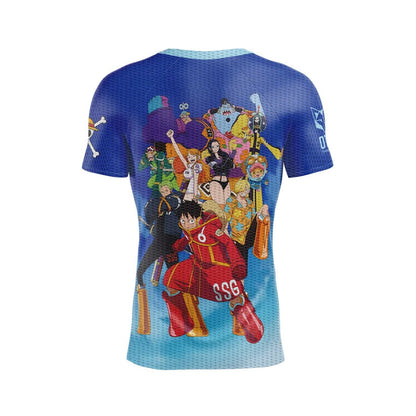 T-Shirt Homme manches courtes - One piece egghead luffy and the crew blue