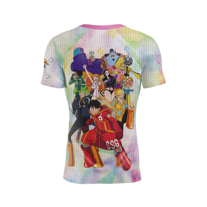 T-Shirt Homme manches courtes - One piece egghead luffy and the crew pink
