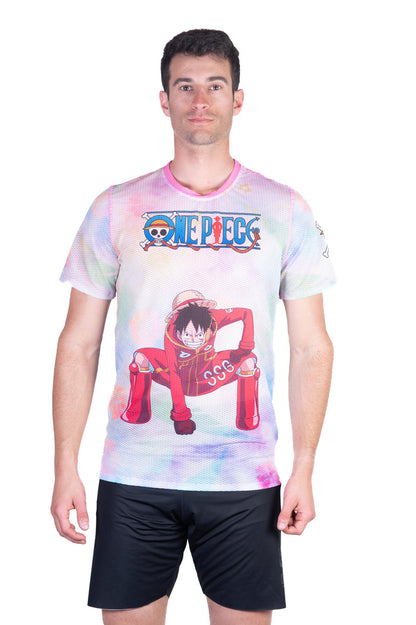 T-Shirt Homme manches courtes - One piece egghead luffy and the crew pink