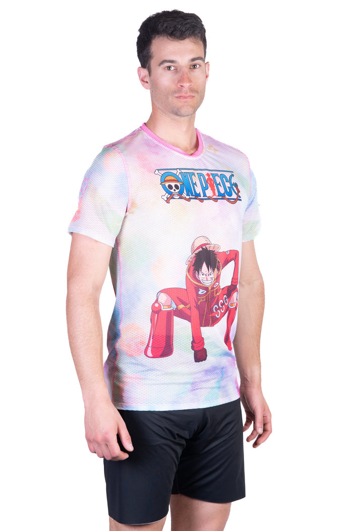 T-Shirt Homme manches courtes - One piece egghead luffy and the crew pink