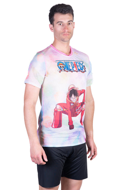 T-Shirt Homme manches courtes - One piece egghead luffy and the crew pink