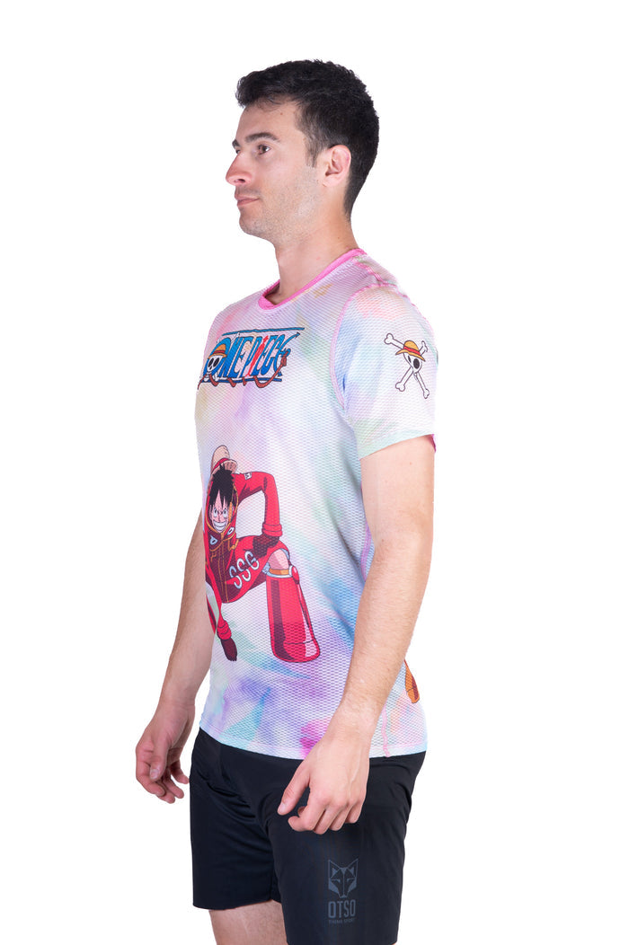 T-Shirt Homme manches courtes - One piece egghead luffy and the crew pink