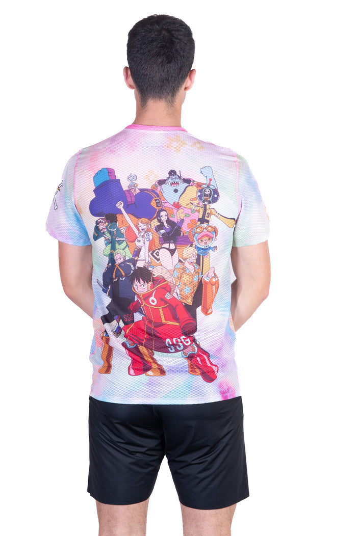T-Shirt Homme manches courtes - One piece egghead luffy and the crew pink