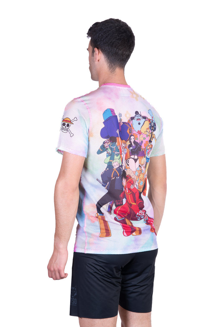 T-Shirt Homme manches courtes - One piece egghead luffy and the crew pink