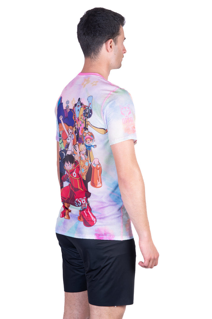 T-Shirt Homme manches courtes - One piece egghead luffy and the crew pink