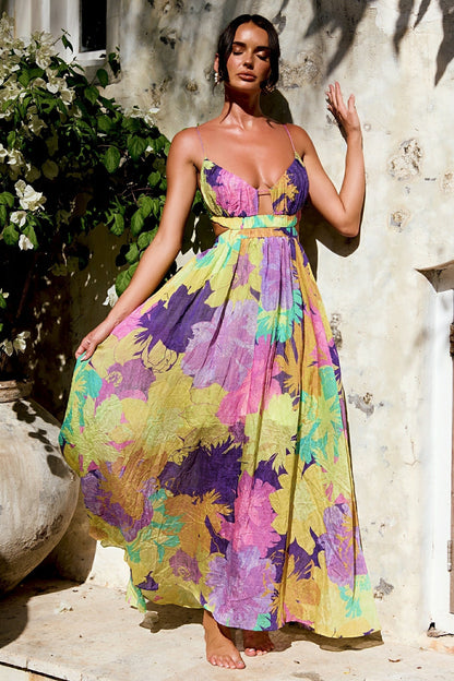 Taking It Maxi Dress - Yellow Multi