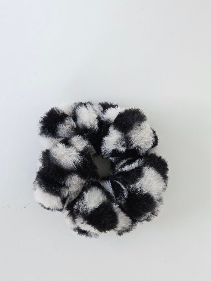 Teddy Fluffy Scrunchie Green Print
