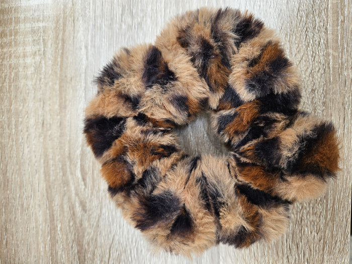 Teddy Fluffy Scrunchie Green Print