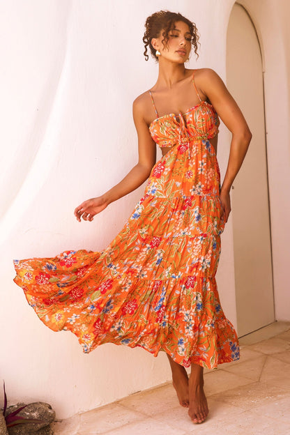 Timeless Dreams Maxi Dress - Orange Multi